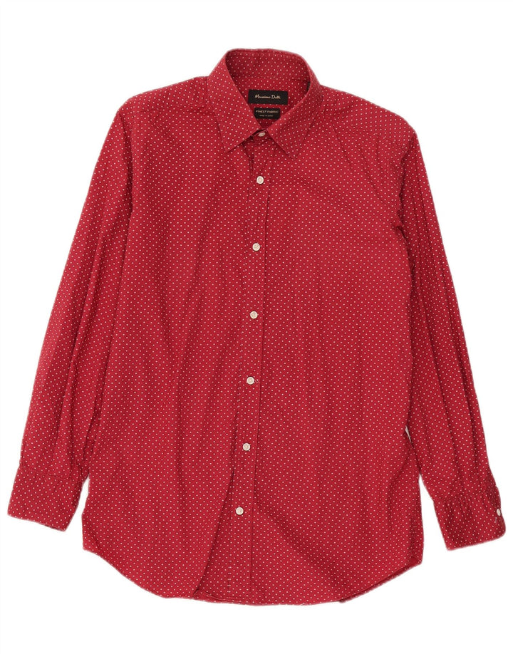 Camisa Massimo Dutti Hombre Pequeña Algodón Lunares Rojos
