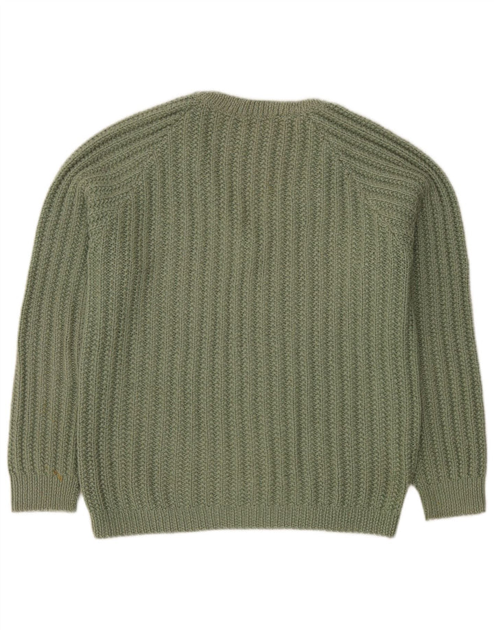 Vintage hombres V-cuello jumper suéter XL verde