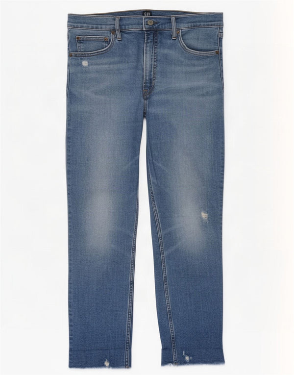 Vaqueros ajustados desgastados con corte pitillo para mujer Gap W32 L26 azul