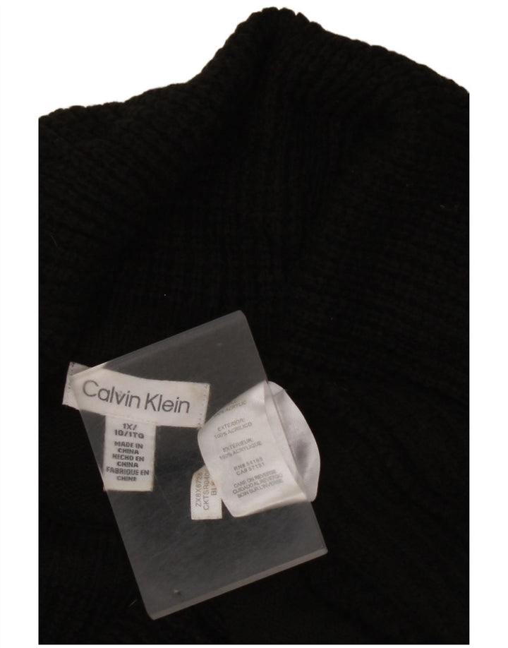 CALVIN KLEIN Suéter tipo jersey con cuello vuelto para mujer UK 40 XL Acrílico negro