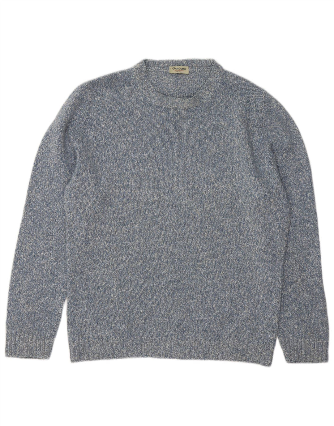 Gran Sasso Jersey de cuello redondo para hombre IT 48 Cachemira moteada azul medio