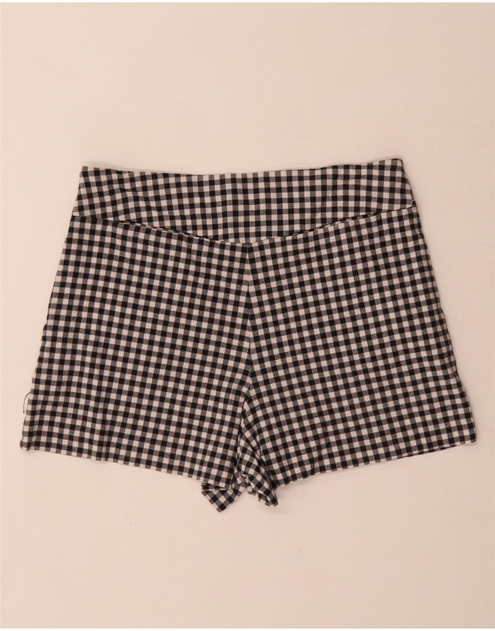 Zara Mujer Trafaluc Hot Pants Medium W28 Algodón Gingham Negro