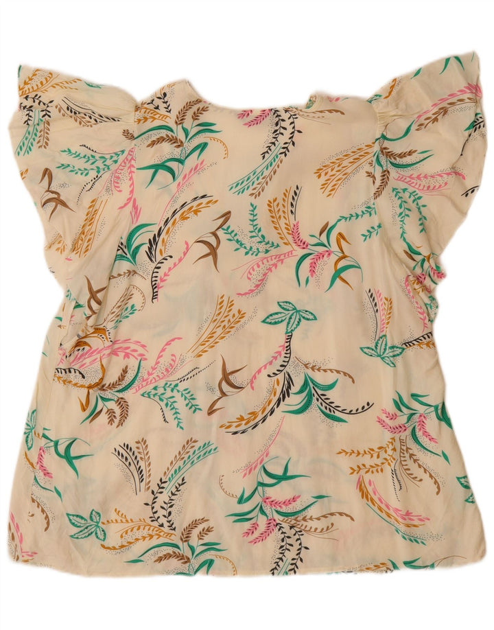 Marks & Spencer Blusa para Mujer Top UK 40 Grande Off White Floral
