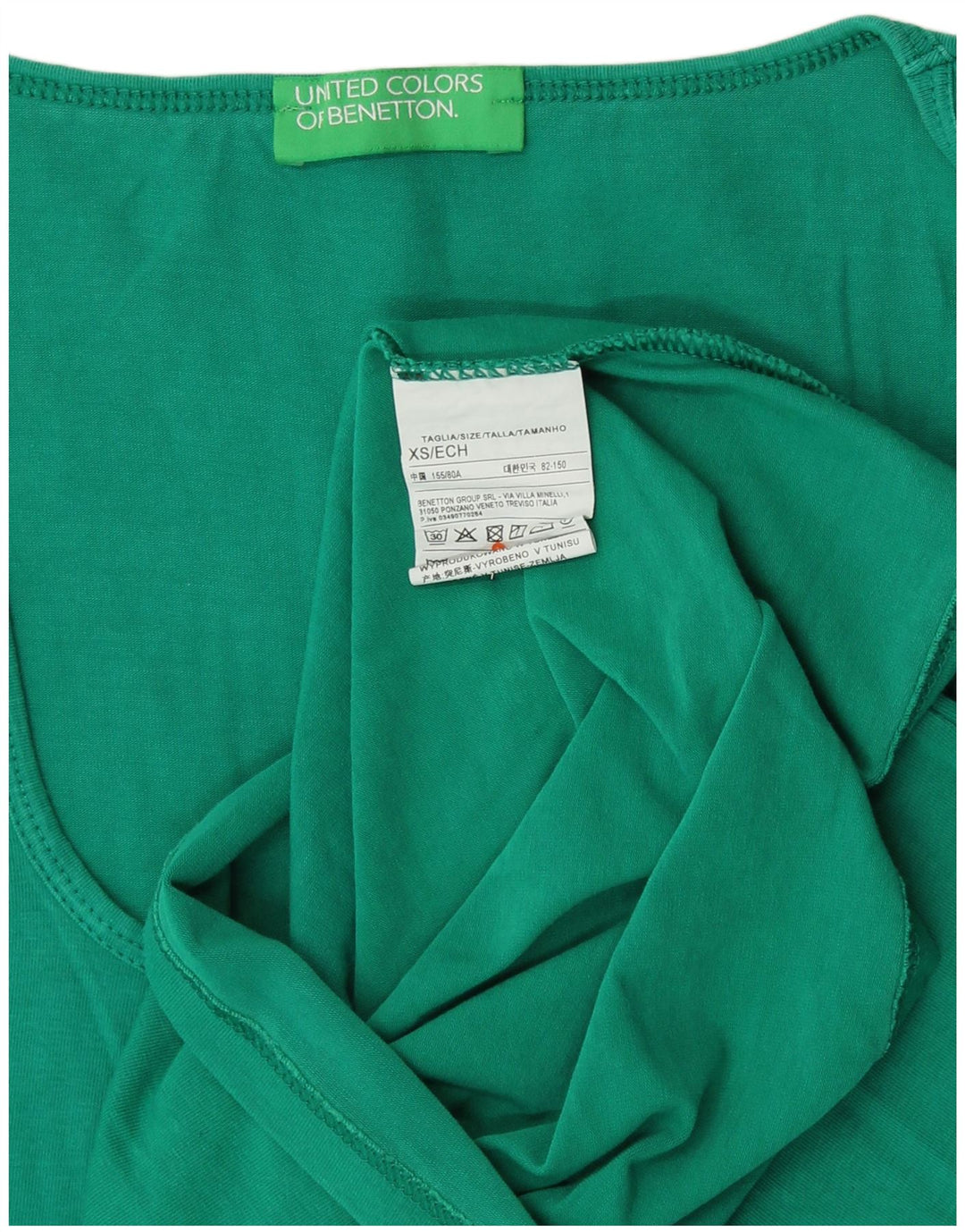 Benetton Camiseta Sin Mangas Mujer UK 6 XS Algodón Verde