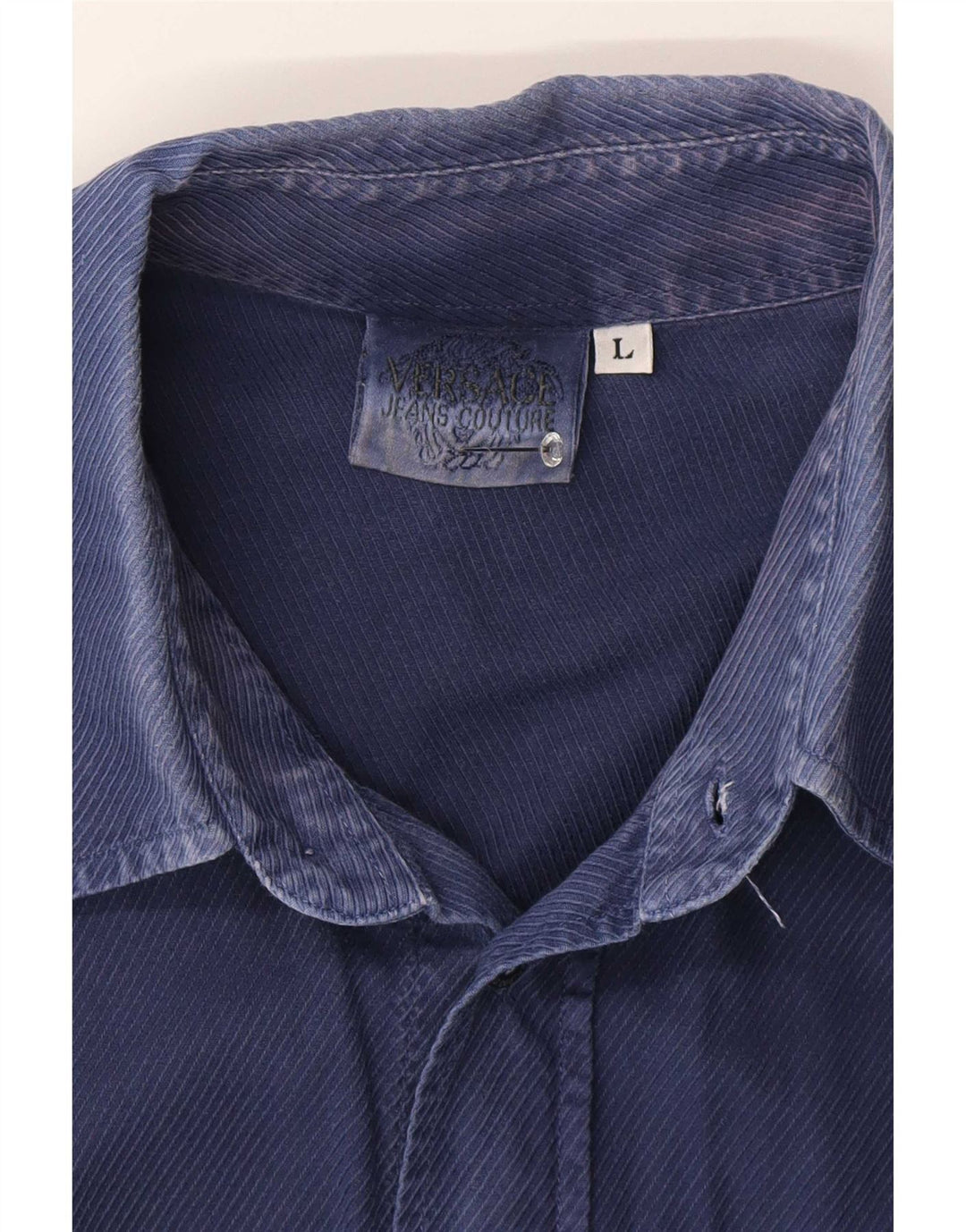 Versace Hombre Camisa Grande Algodón Azul Marino