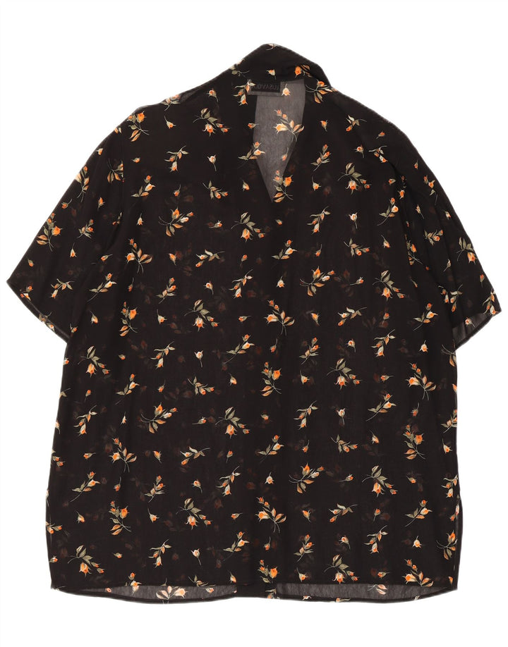 LUISA VIOLA Blusa transparente para mujer UK 20 2XL Negro Floral