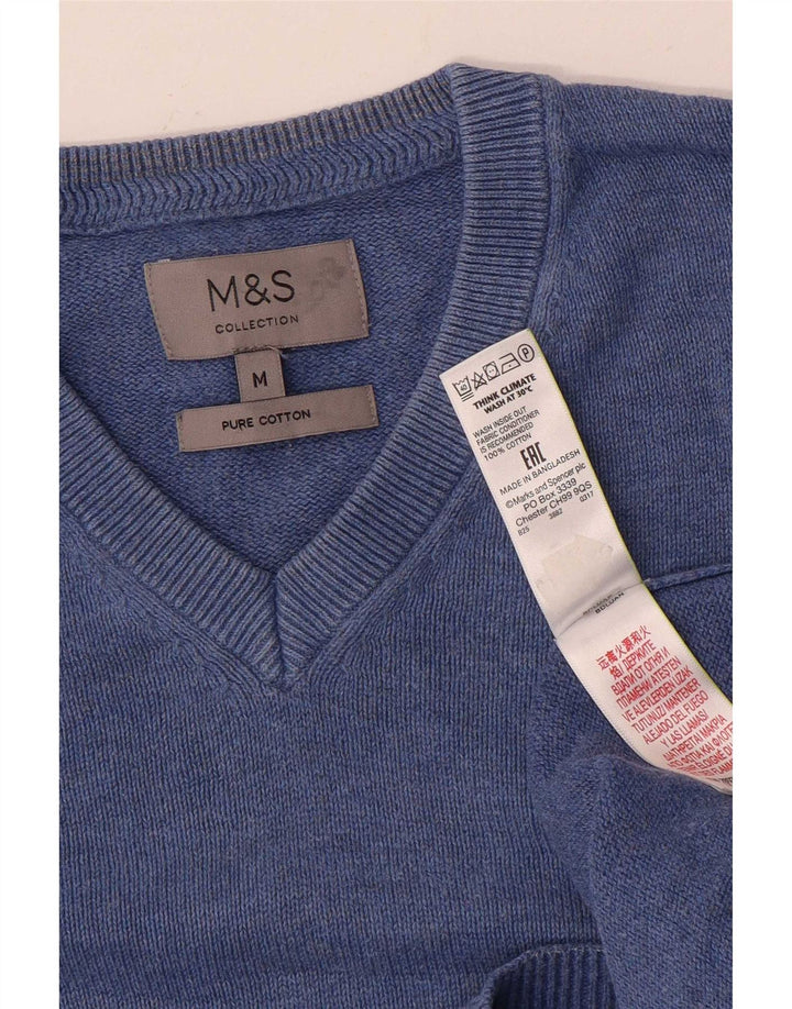 Marks & Spencer Jersey con cuello en V para hombre de algodón azul medio