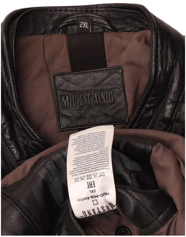 Mustang Chaqueta de cuero para hombre UK 44 2XL Cuero negro