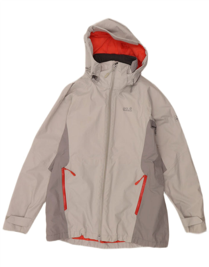 JACK WOLFSKIN Chaqueta cortavientos para mujer Reino Unido 40/16 Grande Gris Colorblock