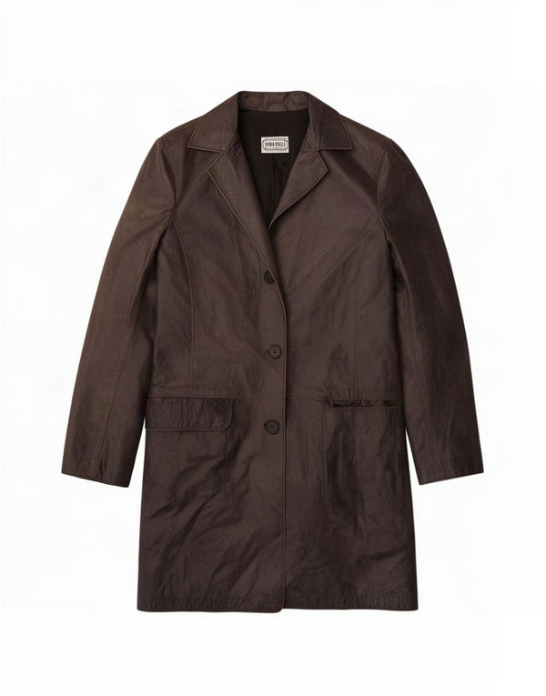 Abrigo de cuero vintage para mujer IT 42 Medio Negro