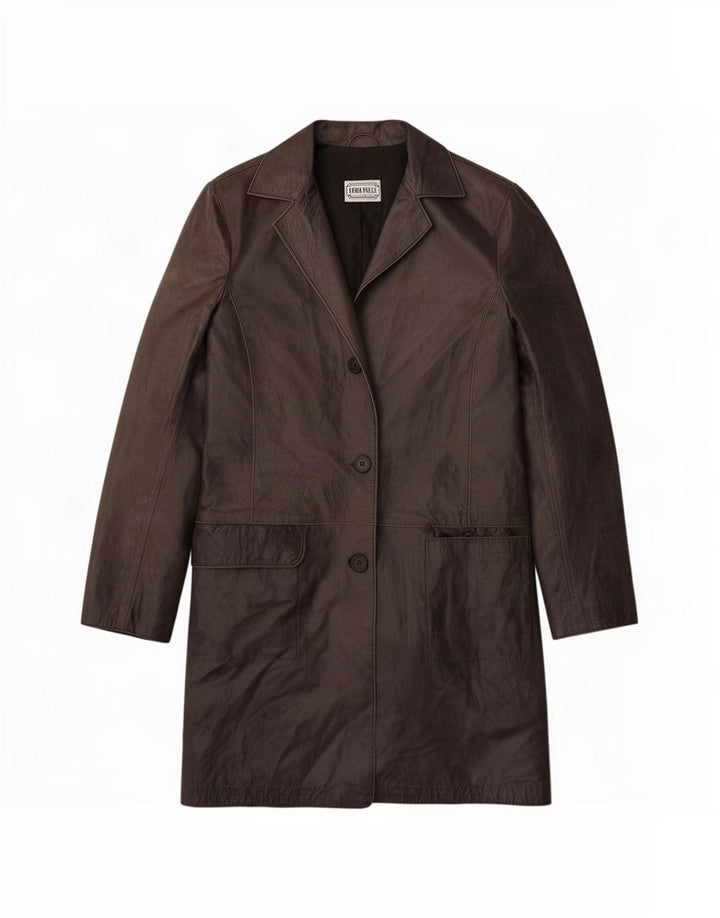 Abrigo de cuero vintage para mujer IT 42 Medio Negro