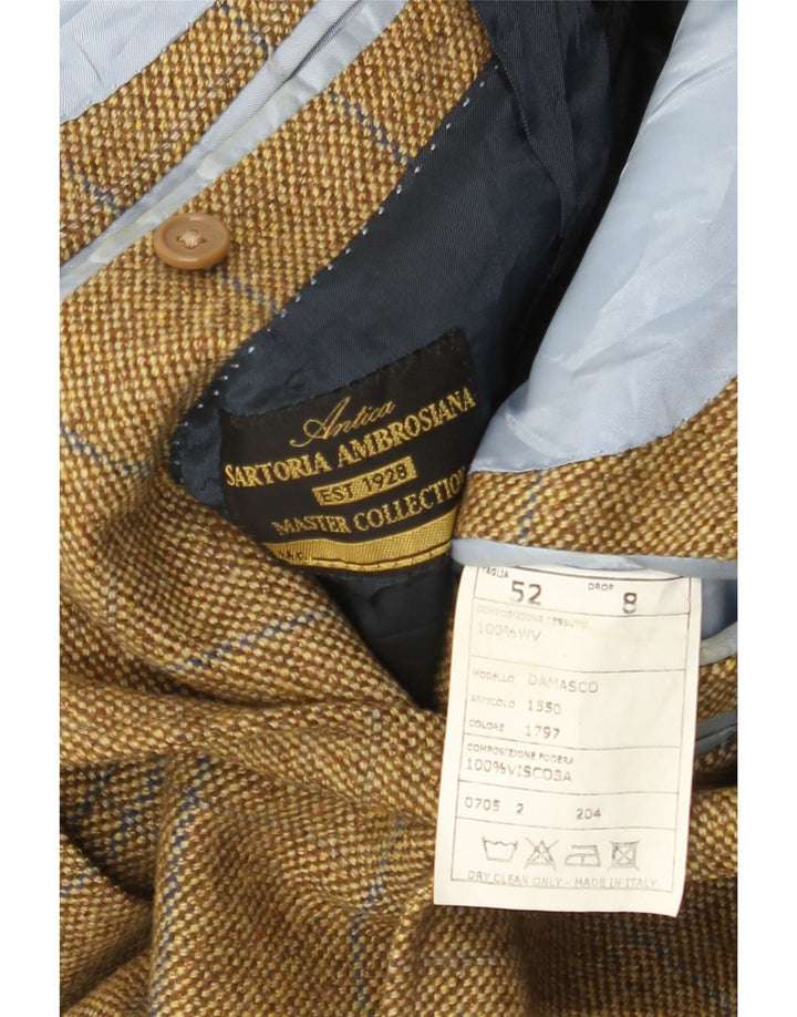 Vintage hombres 3 botones Blazer chaqueta IT 52 XL beige comprobar lana