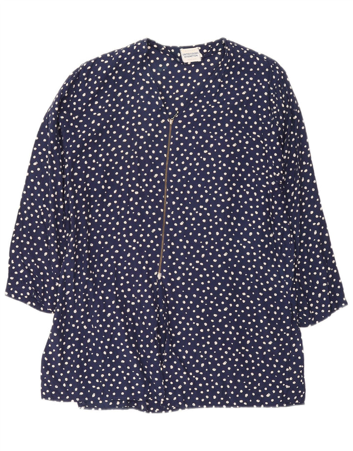 Benetton Top Túnica Extragrande IT 44 Medium Azul Marino Moteado