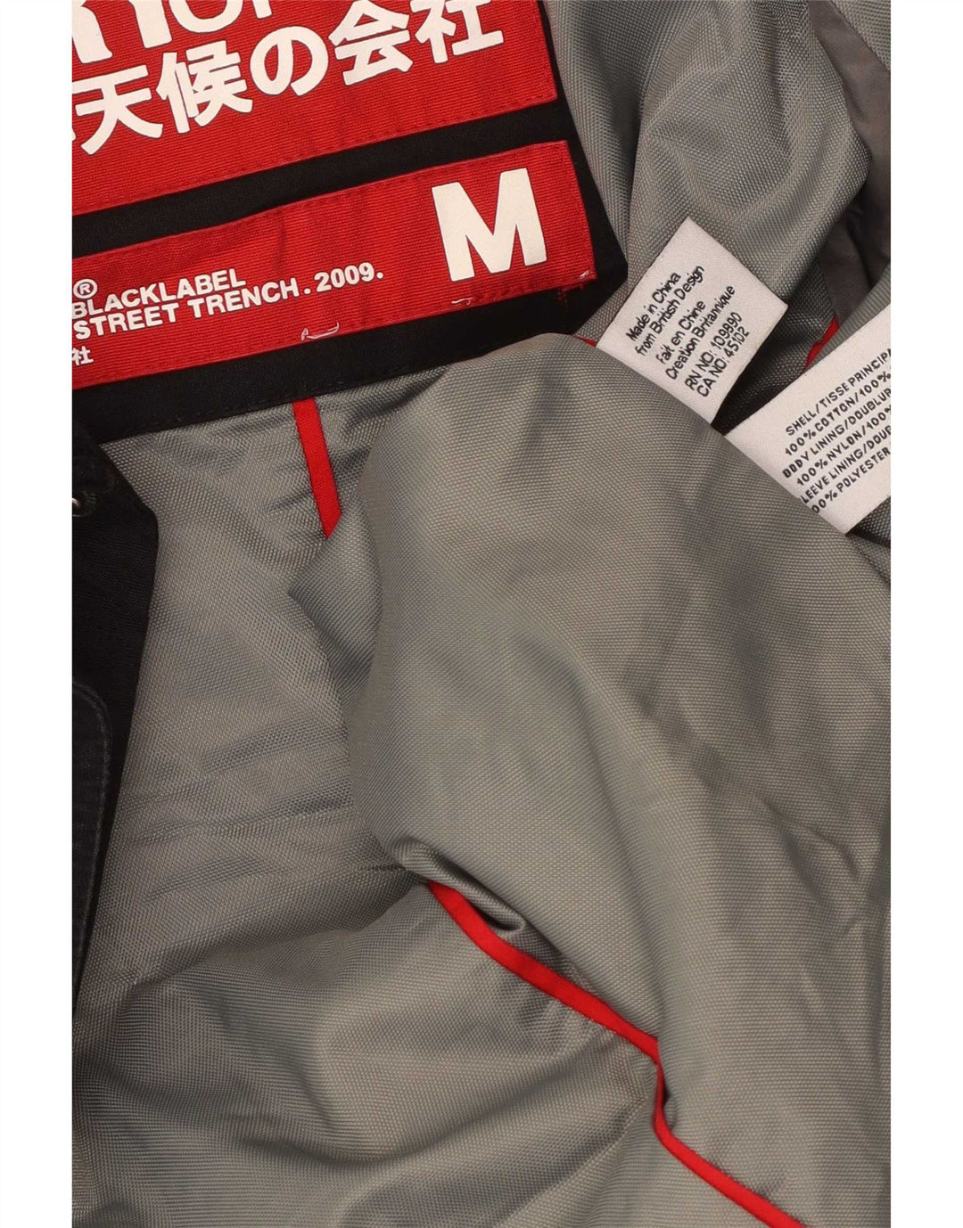 Superdry Gabardina para hombre ES 38 Algodón negro mediano