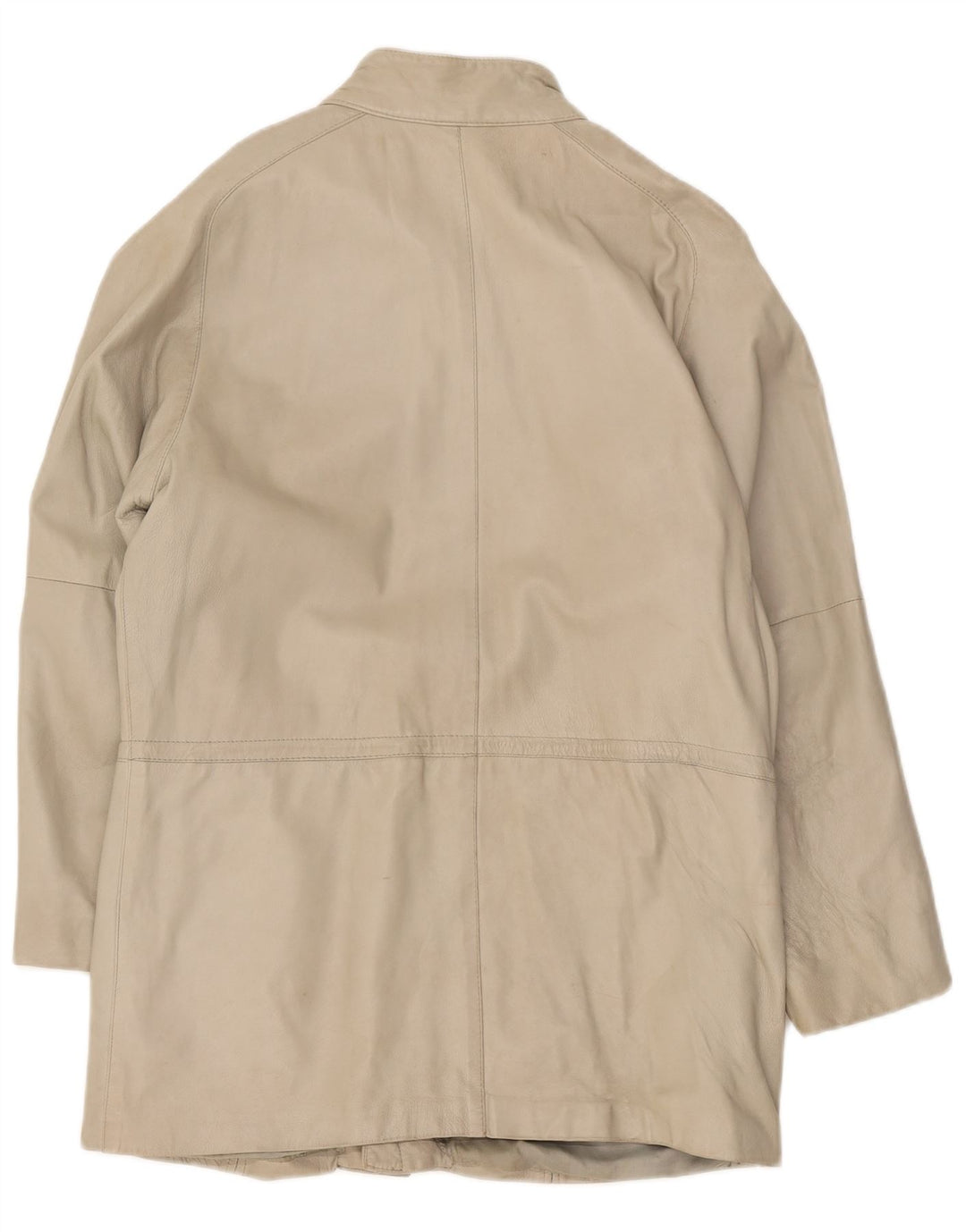 Vintage mujer cuero abrigo Reino Unido 14 medio blanco apagado