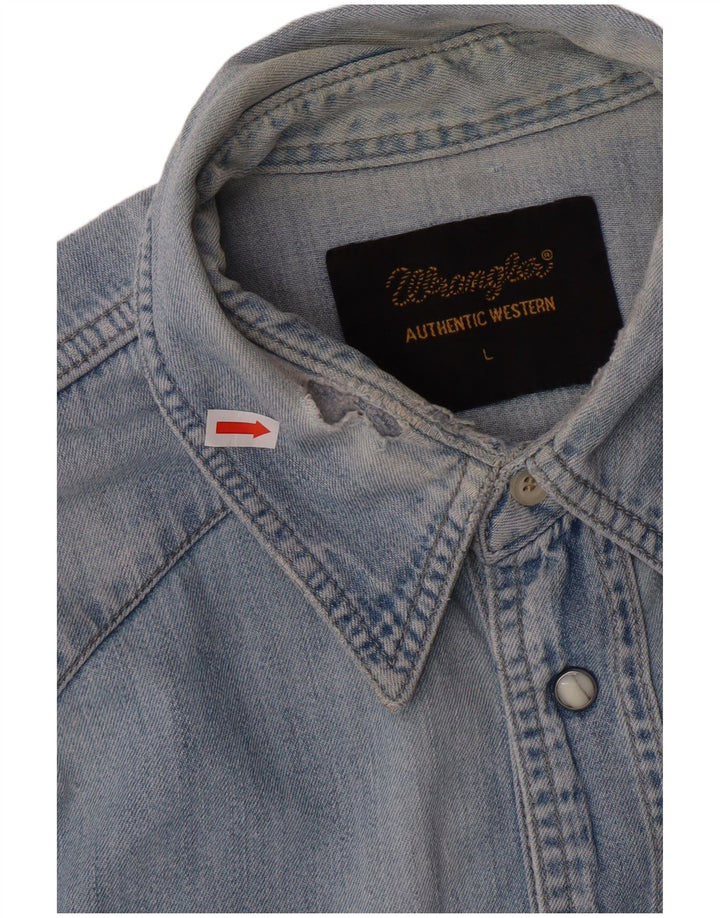 WRANGLER Camisa vaquera para hombre de algodón azul grande