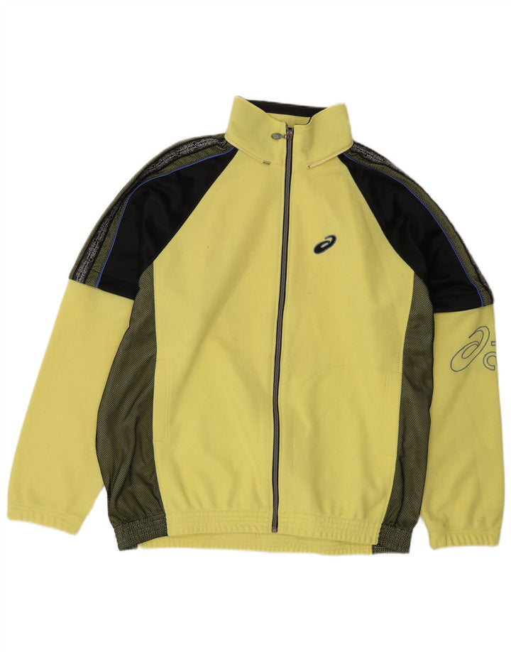 ASICS Mens Graphic Chándal Top Chaqueta 2XL Amarillo Colorblock