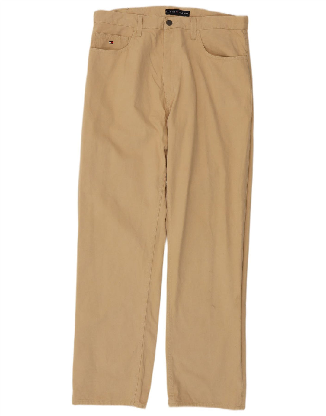 TOMMY HILFIGER Pantalones informales rectos para hombre W34 L32 Algodón beige