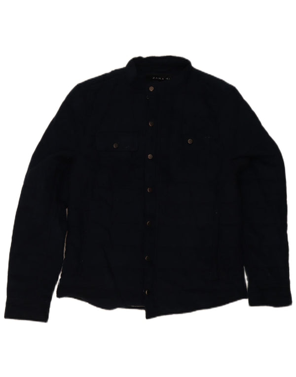 Zara Mens Chaqueta Acolchada UK 36 Small Azul Marino Poliéster