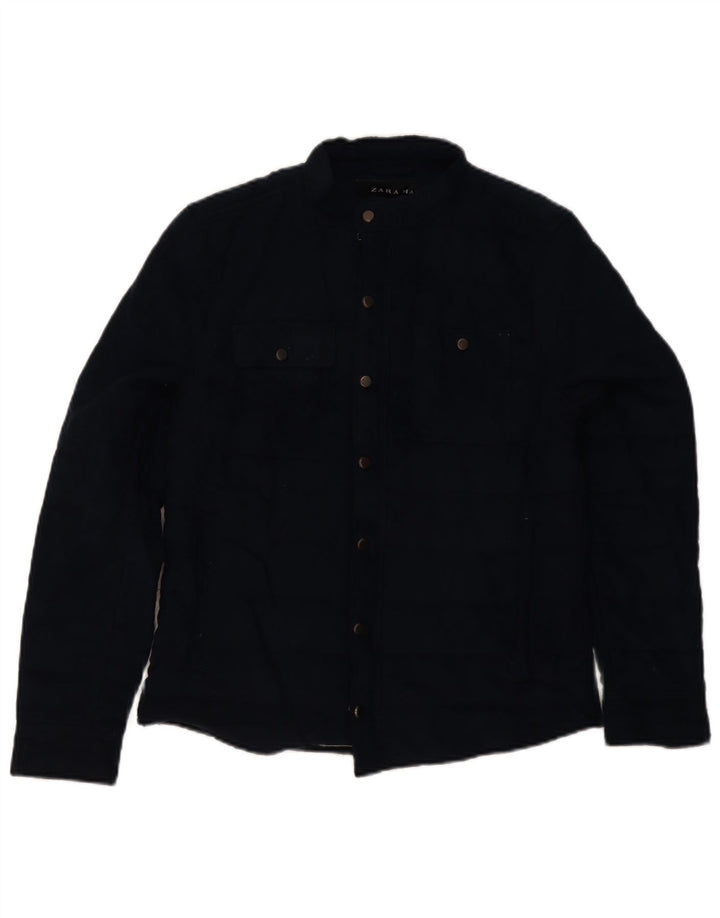 Zara Mens Chaqueta Acolchada UK 36 Small Azul Marino Poliéster