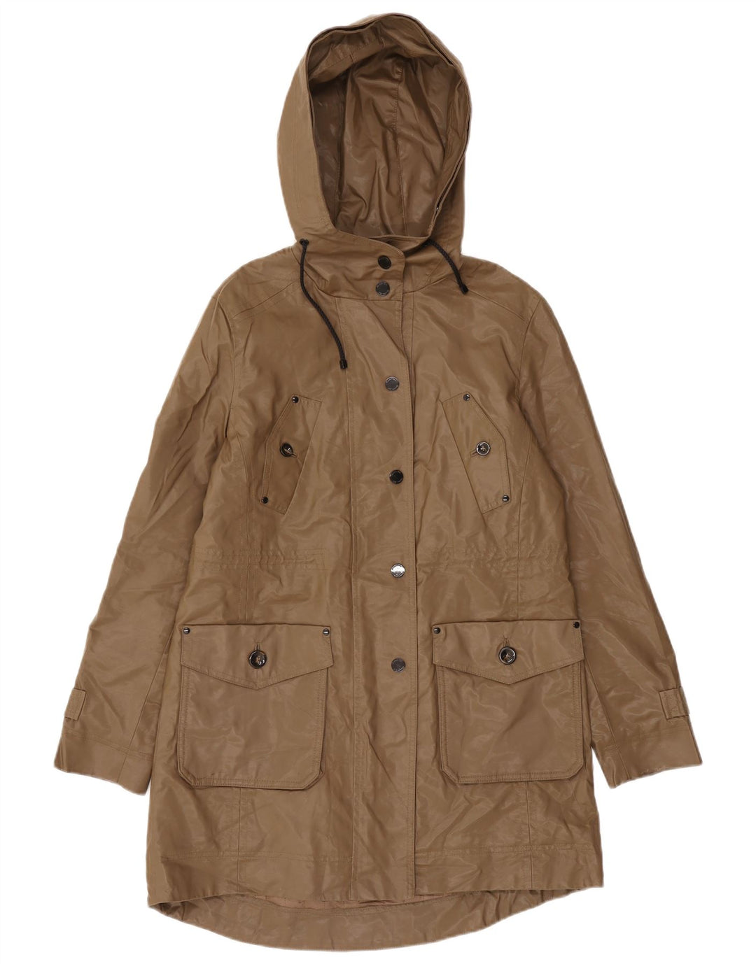 Massimo Dutti Chubasquero con Capucha Mujer UK 44 Marrón Medio