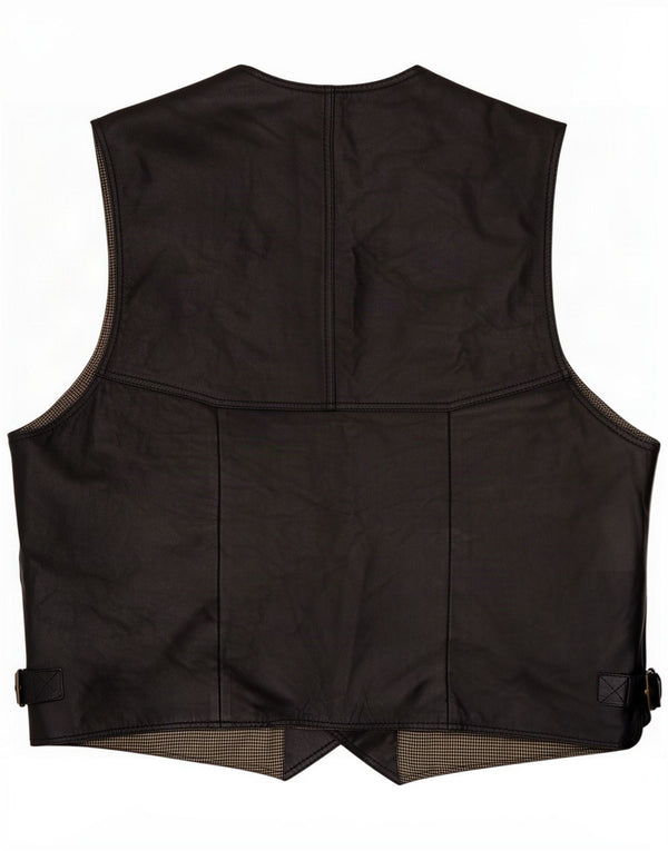 Via Cortesa Chaleco de cuero para hombre 2XL Negro
