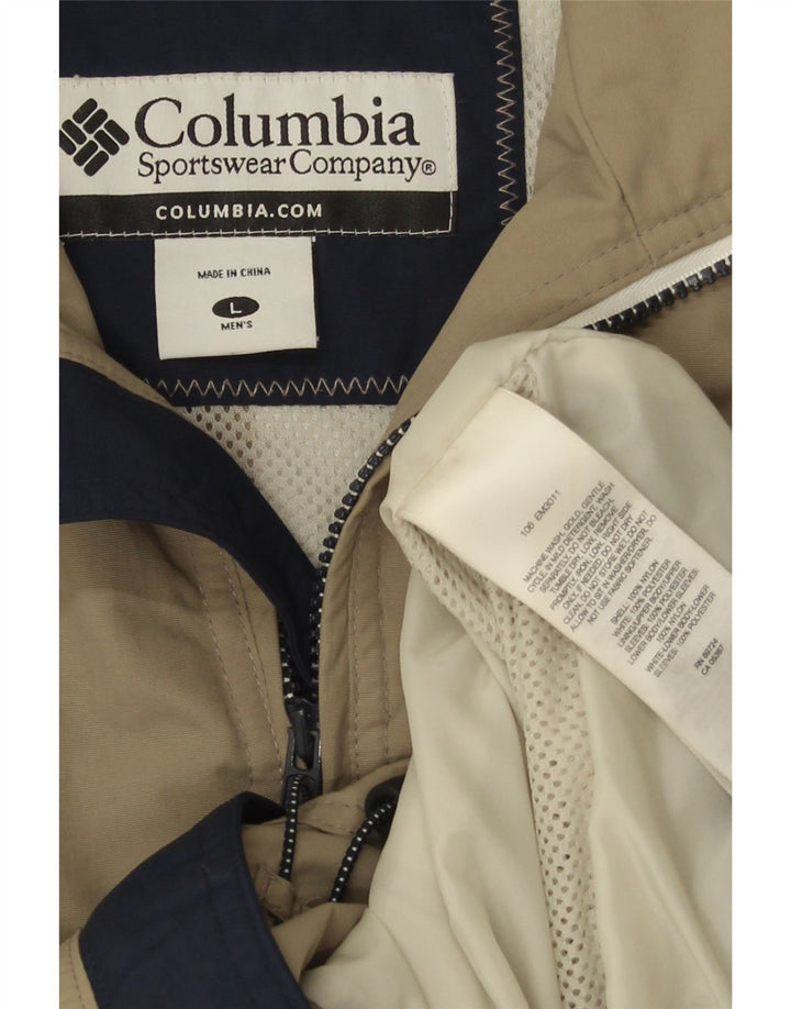 Columbia Chaqueta impermeable para hombre UK 40 Large Caqui Nylon