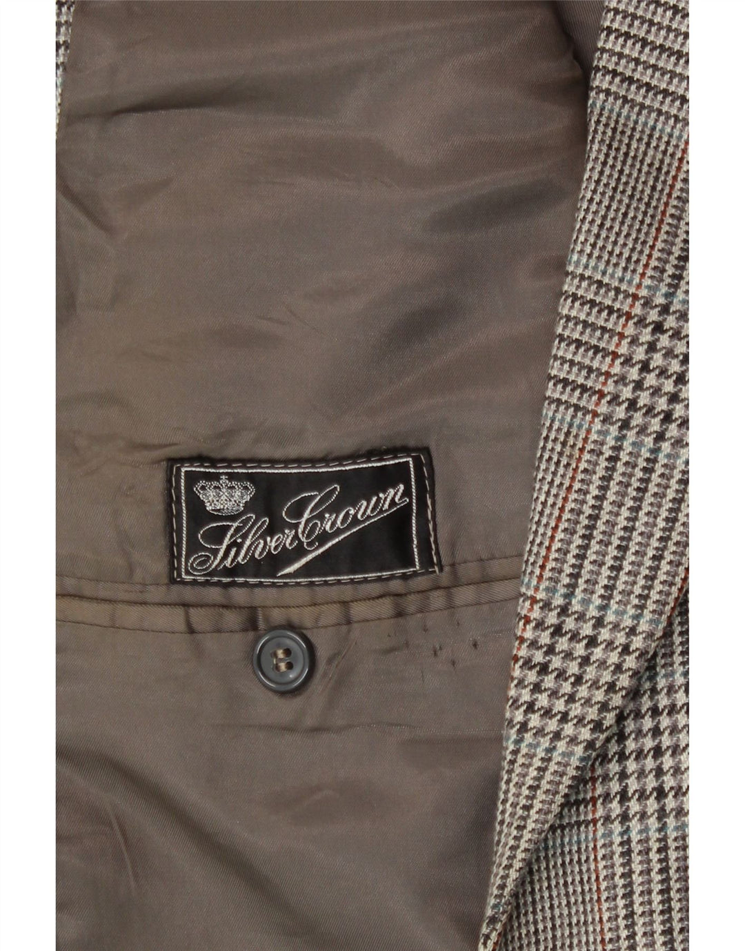 Vintage hombres 2 botones Blazer chaqueta Reino Unido 38 gris medio Houndstooth