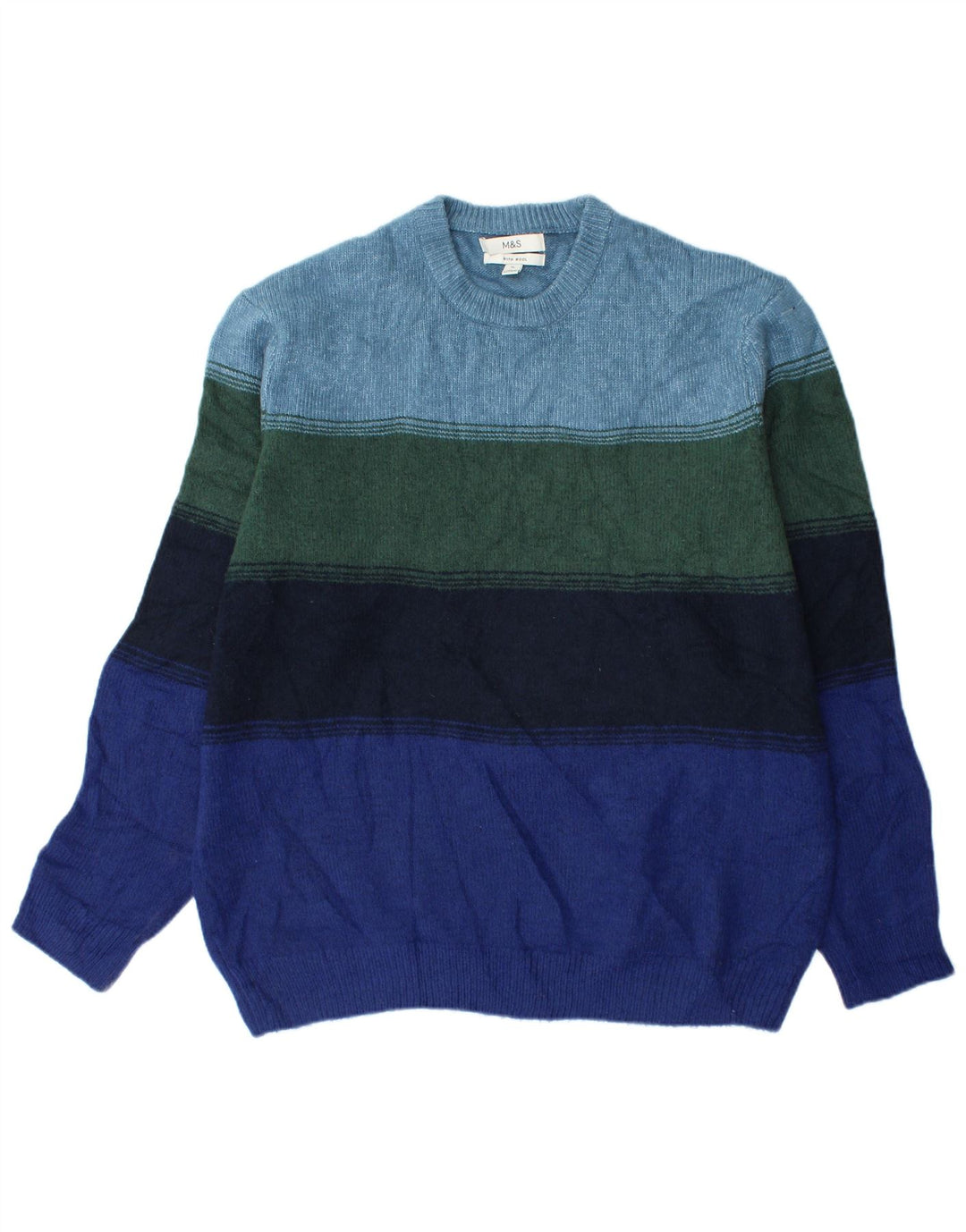 Marks & Spencer Jersey con Cuello Redondo para Hombre XL Rayas Multicolores
