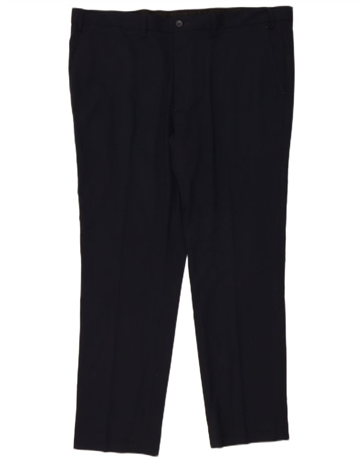 Marks & Spencer Pantalones chinos ajustados para hombre W42 L31 Poliéster azul marino