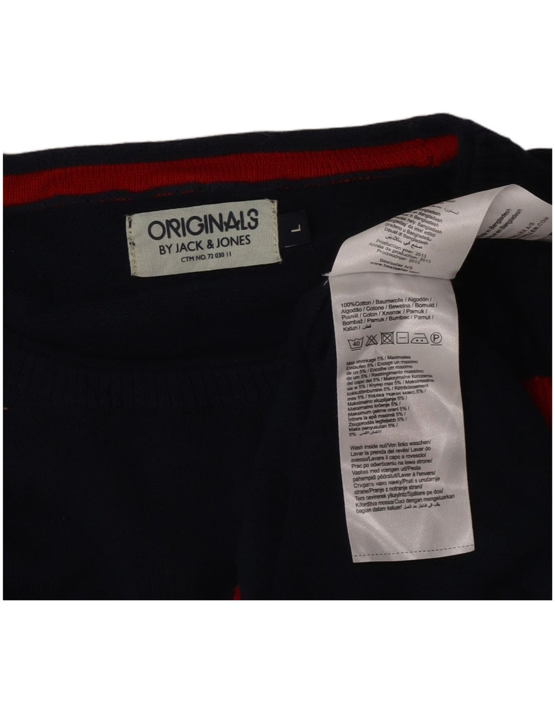 Jack & Jones Hombre Crew Neck Jumper Sweater Large Azul Marino Colorblock
