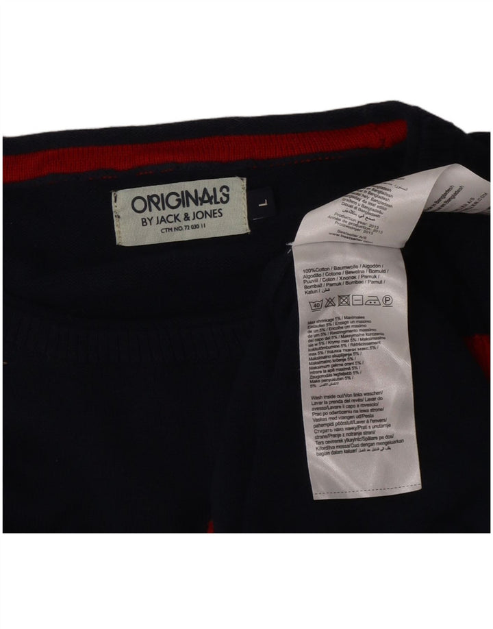 Jack & Jones Hombre Crew Neck Jumper Sweater Large Azul Marino Colorblock