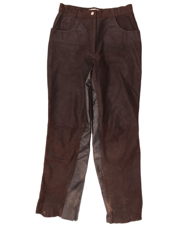 HELLINE Pantalones de cintura alta para mujer UK 44 Medium W28 L31 Marrón Colorblock