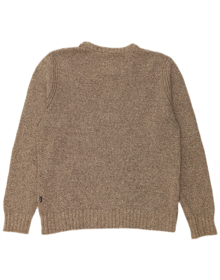 Jersey de hombre con cuello redondo de lana moteada en gris medio de Fat Face