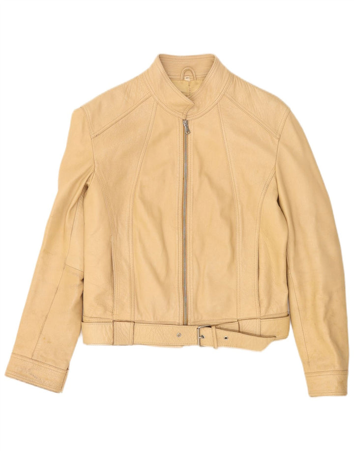 Chaqueta de cuero vintage para mujer IT 44 Cuero beige medio