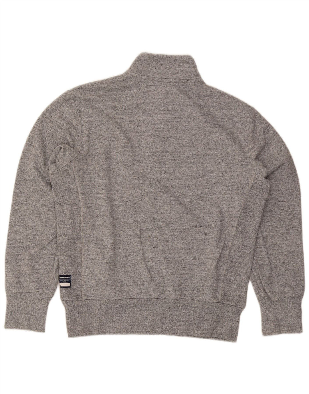 Superdry Sudadera con cuello y cremallera para hombre Jersey de algodón moteado en gris medio