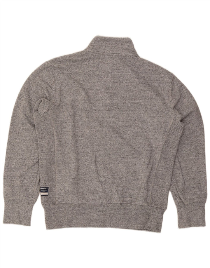 Superdry Sudadera con cuello y cremallera para hombre Jersey de algodón moteado en gris medio