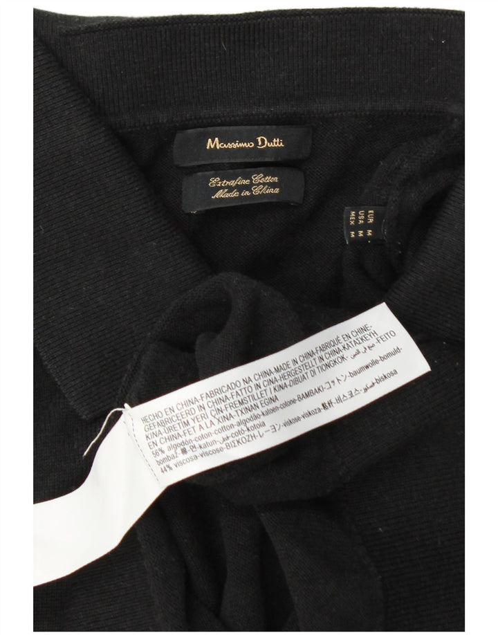 Jersey Massimo Dutti Hombre con Cuello Polo Jersey Mediano Negro Algodón