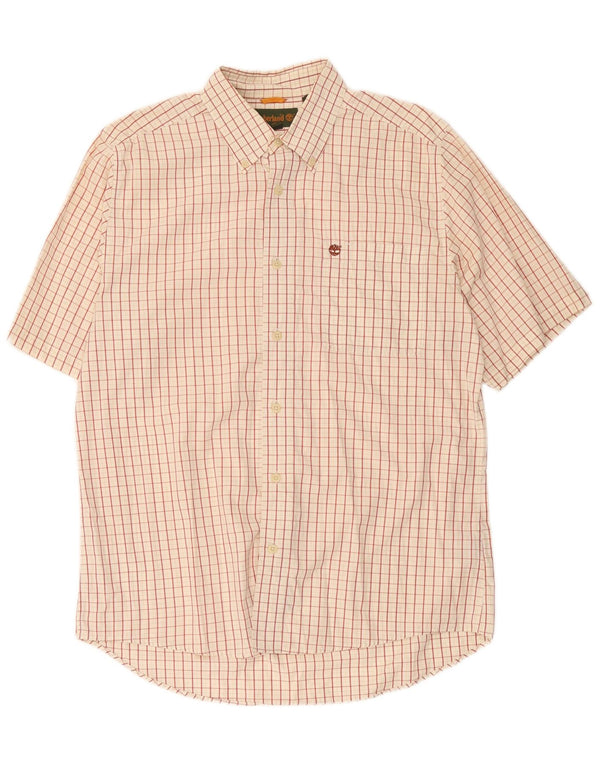 Camisa Timberland Hombre Manga Corta Algodón Cuadros Beige Medio
