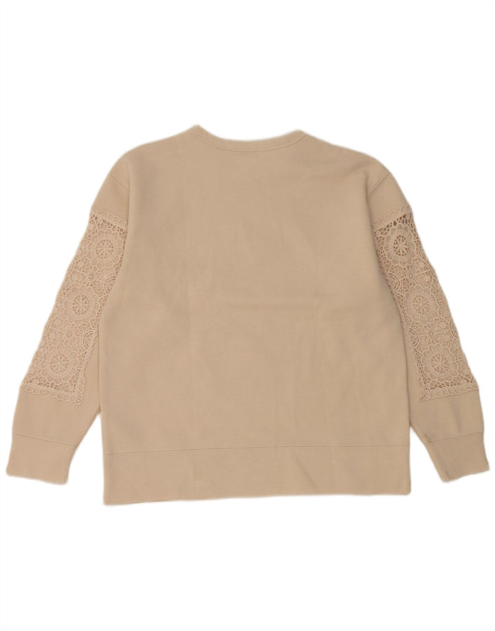 Zara Mujer Sudadera Oversize Jersey UK 10 Small Beige Poliéster