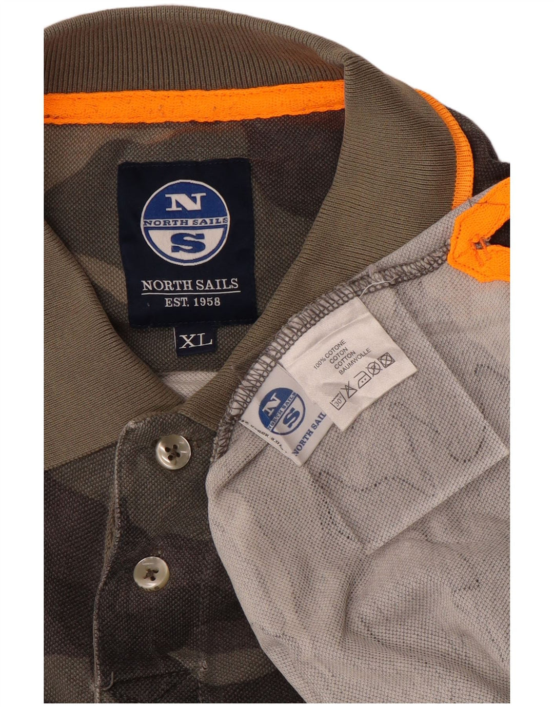 Polo North Sails Hombre XL Algodón Camuflaje Gris