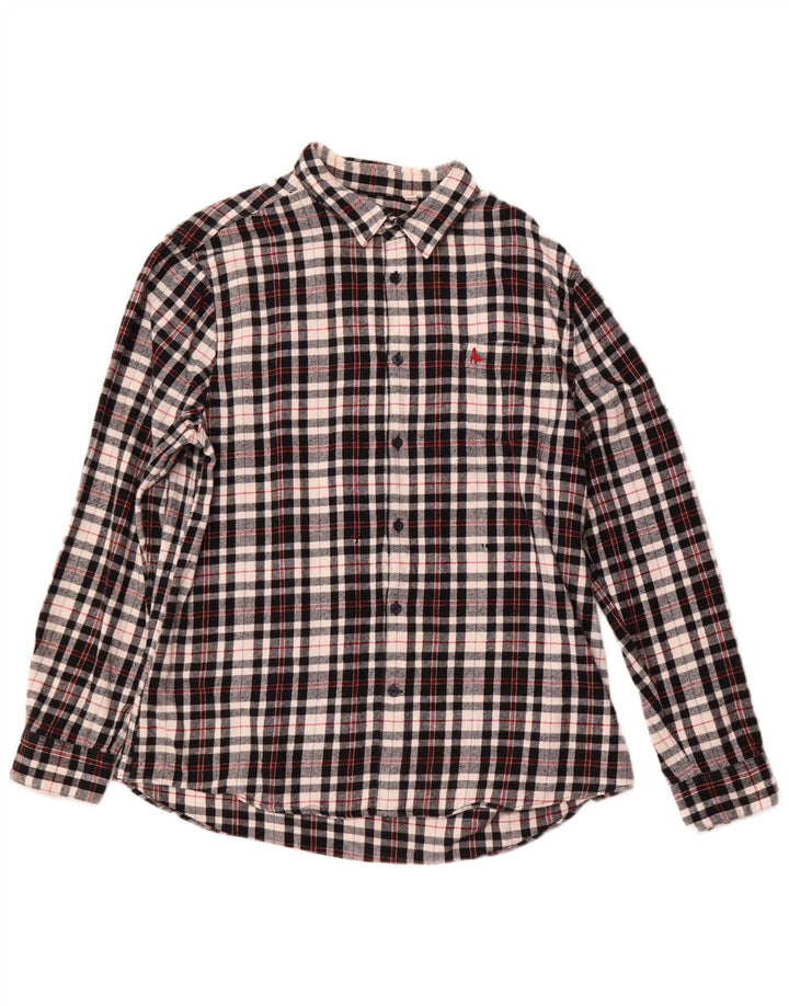 Jack Wills Camisa de franela de corte clásico a cuadros para hombre XL Algodón a cuadros negro