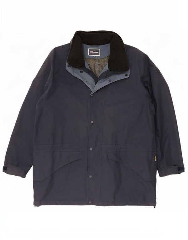 Berghaus Chaqueta impermeable con capucha para hombre UK 40 Large Nylon azul marino