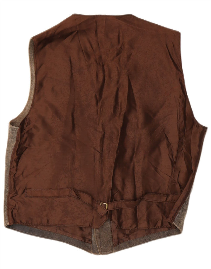 Vintage hombres ante chaleco cuero marrón medio