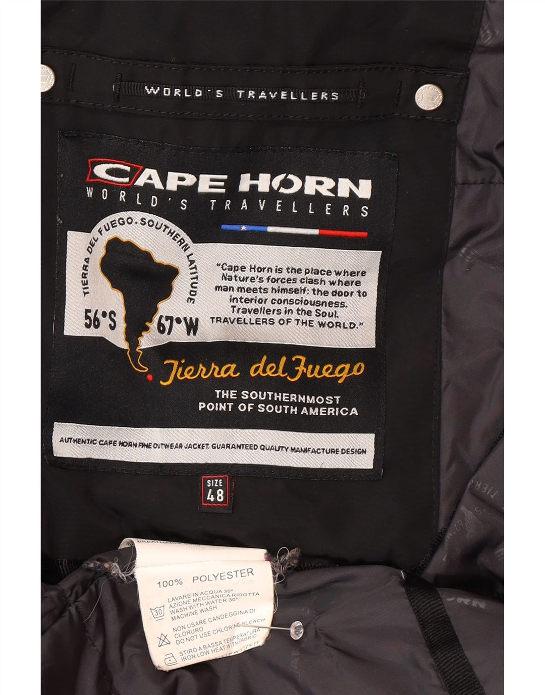 Abrigo cortavientos con capucha para hombre Cape Horn IT 48 Poliéster negro mediano