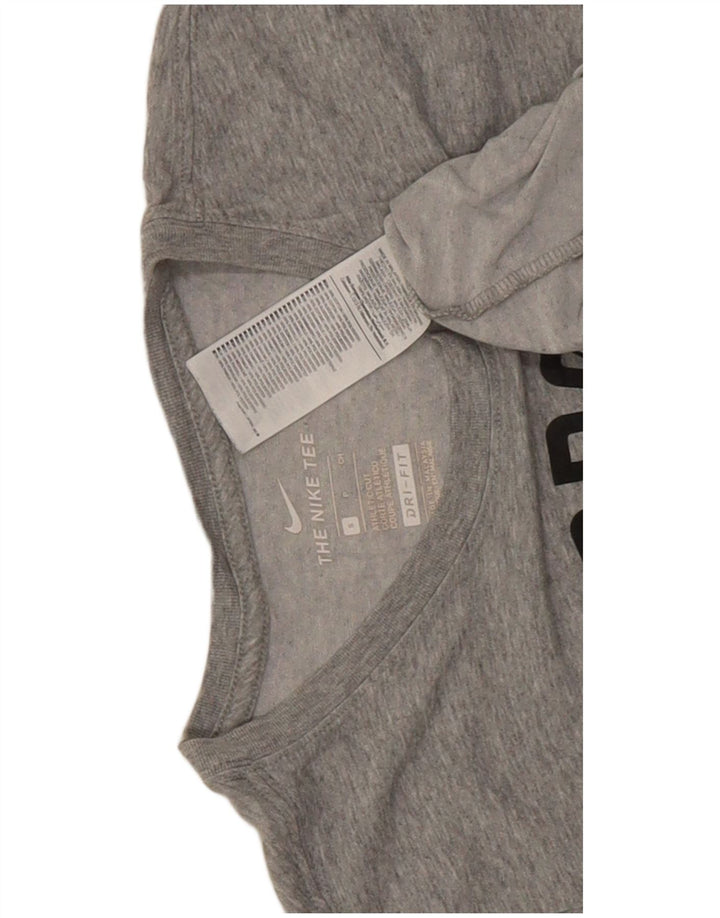 Nike Dri Fit Graphic Camiseta para hombre, talla pequeña, algodón gris