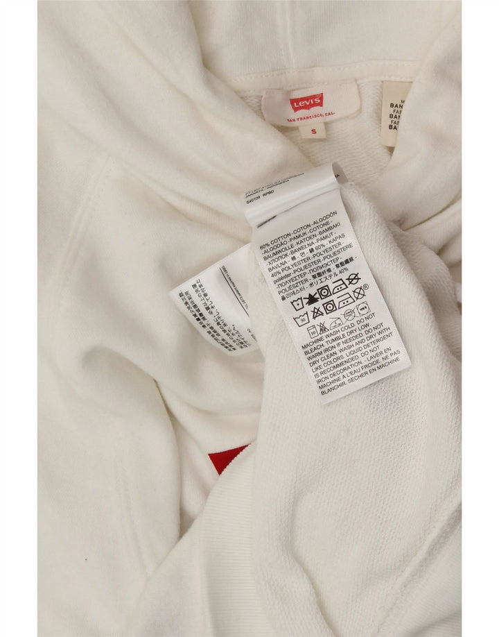 LEVI'S Jersey con capucha de gran tamaño con gráfico para mujer UK 10 Small White Cotton