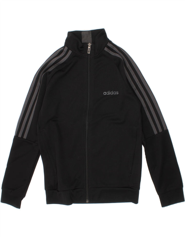 ADIDAS Boys Climalite Tracksuit Top Jacket 9-10 Years Black Polyester Vintage Adidas and Second-Hand Adidas from Messina Hembry 