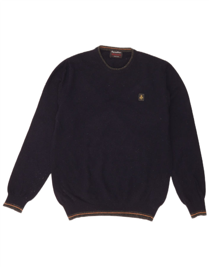 Refrigiwear Mens Sixty spa Jersey de cuello redondo suéter de lana azul marino medio