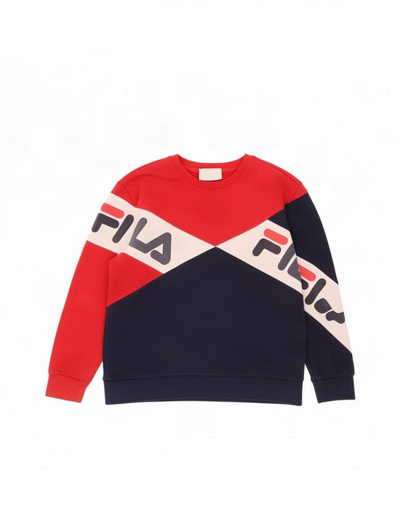 Fila Mujer Graphic Sudadera Jumper UK 18 XL Azul Marino Colorblock Algodón